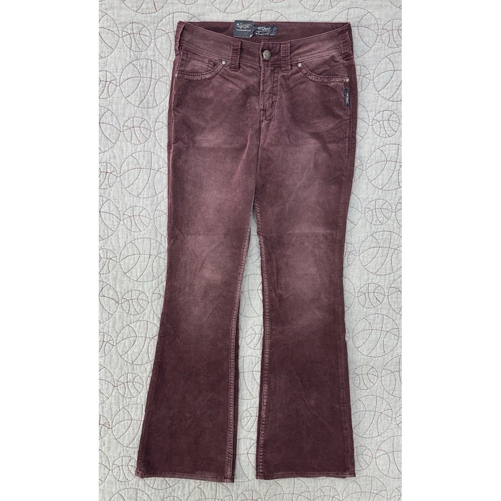 NEW Suki Surplus Y2K Silver Jeans Corduroy Bootcut Flap Pocket Pants 28x32